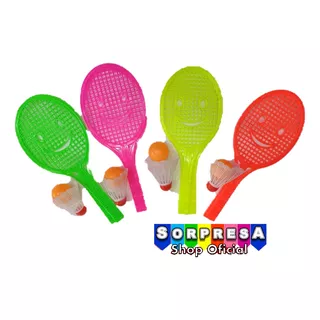 24 Raquetas Tenis Badminton Juguete Emoji Piñata Bolo Fiesta