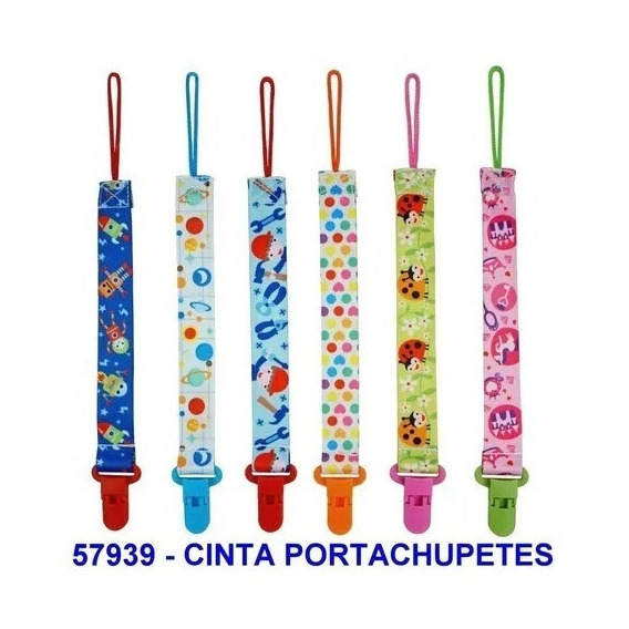 Porta Chupetes Estampado Cinta De Raso Varon Nena 