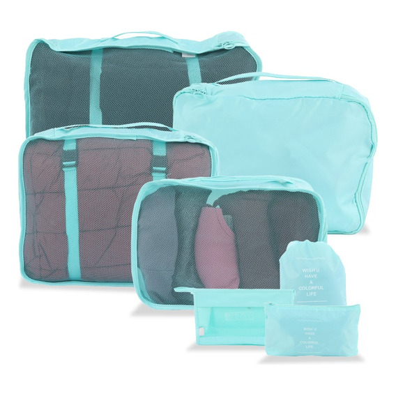 Set De Bolsas Organizadoras Para Equipaje De Gran Capacidad Color Menta