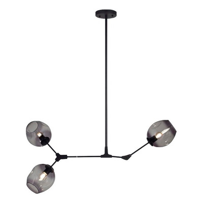 Colgante Adelina 3 Luces Negro Apto Led Vidrio Moderno Gmg