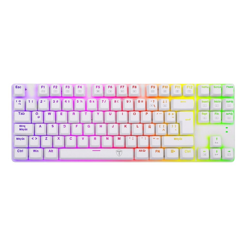 Teclado gamer T-Dagger Bora T-TGK315 QWERTY español color blanco con luz RGB