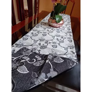 Caminho De Mesa Dupla-face 40x175 Cm Jacquard Cor Preto