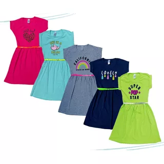  Kit Lote 5 Vestidos Infantil Menina Verão Barato Atacado