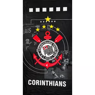 Toalha De Banho Corinthians 1 70x1,35 Cor Preto-branco
