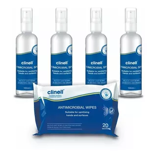 Kit 4 Spray + 1 Toallitas Desinfectantes Clinell- Plan B