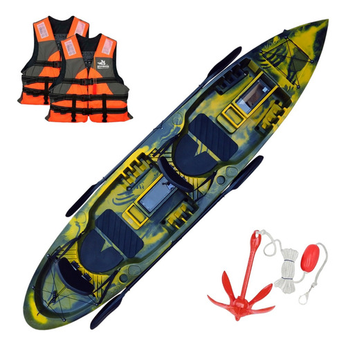 Kayak Caiaker New Foca 2 Plazas Estable Aventureros Color Camo verde