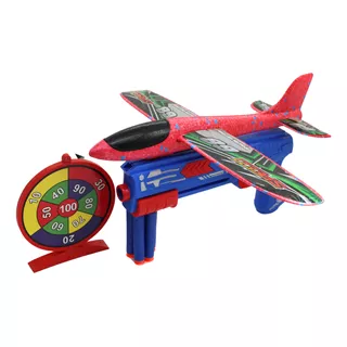 Brinquedo Pistola Lança Avião Planador Com Catapulta