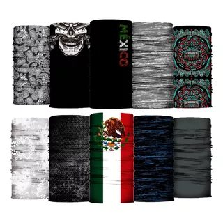 10 Pack Full - Bandana, Bufanda, Mascara Moto, Ciclismo, Sol Color Variedad De Paquetes Diseño De La Tela Mexico 2.0