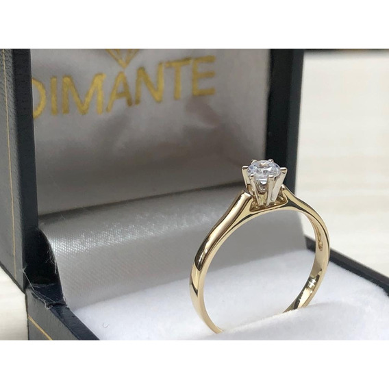 Anillo Compromiso Oro 14k Piedra Swarovski  