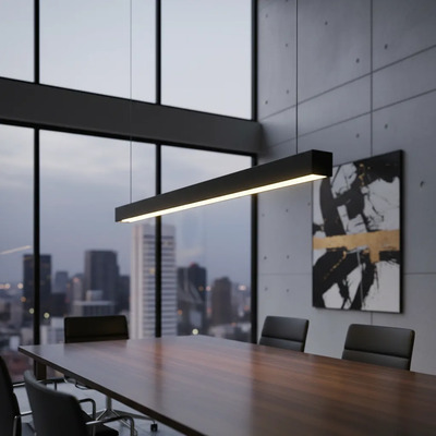 Colgante Led Line Moderno Oficina Tubo Neutro Negro Negro