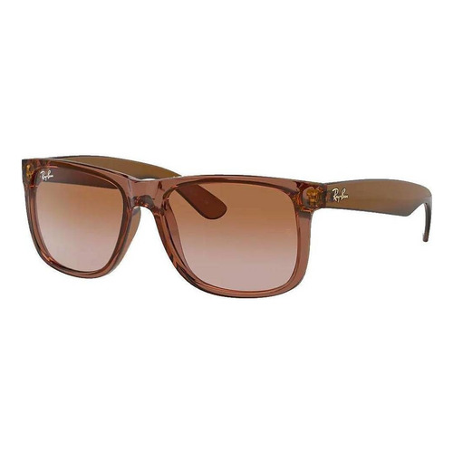 Anteojos de sol Ray-Ban Justin RB4165 Small con marco de nailon color polished transparent light brown, lente brown degradada, varilla polished transparent light brown de nailon