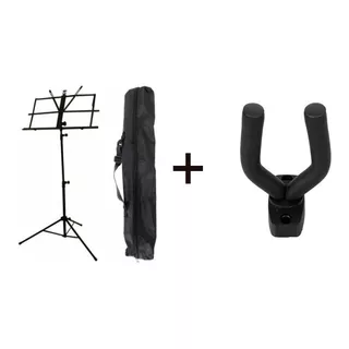 Kit Estante Partitura Mxt + Suporte De Parede Violão/guitarr