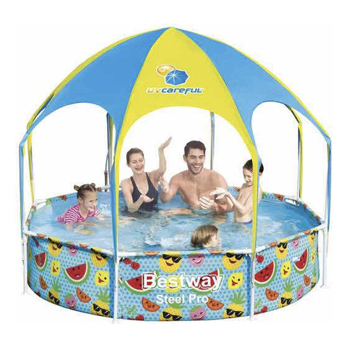 Piscina Bestway Con Techo Y Protección Solar Color Turquesa Flores