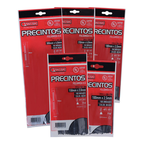 Precintos Prensacable Tacsa 300mm X 4.6mm X 100 Unidades Color Blanco