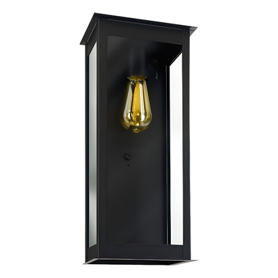 Farol Grande Vidrio Transparente Exterior Apto Led E27 Deco Negro/transparente