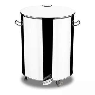 Lixeira Inox C/ Rodízios E Pedal 110 Litros