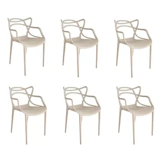 Cadeira De Jantar Elidy Allegra, Estrutura De Cor  Nude, 6 Unidades