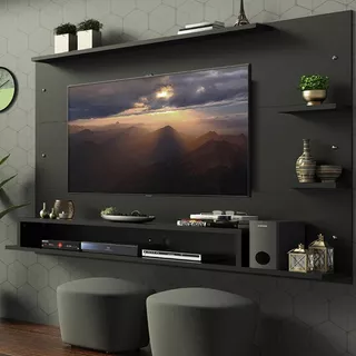 Painel Para Tv Quarto Até 60 Polegadas Madesa Alfa - Preto 21058n1