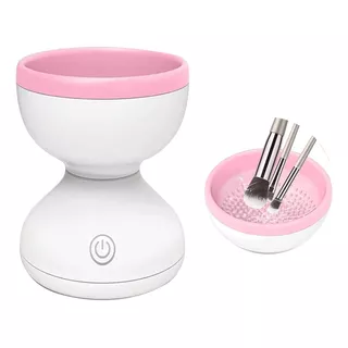 Limpiador Brocha Pinceles Maquillaje Silicona Electrico Color Rosa/blanco
