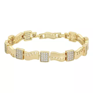 Brazalete Oro 14k Lam Swarovski 20-22cm Pulsera Hermosa Dama