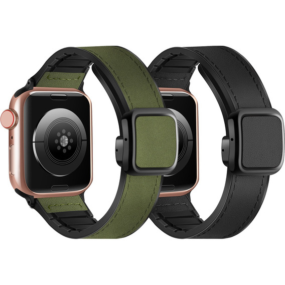 2 Correas De Cuero Para Apple Watch Series 9 8 7 6 Ultra Se