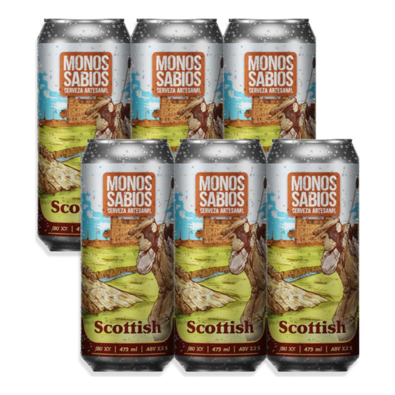 Cerveza Monos Sabios Roja Scottish Lata 473ml Pack X6u