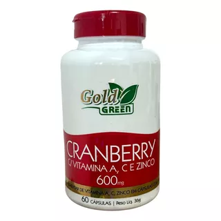 Cranberry Com Vitamina A C E Zinco 600mg 60caps Gold Green Sabor Sem Sabor