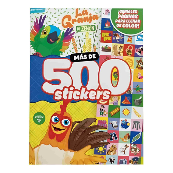 Libro Colorear + 500 Stickers La Granja De Zenón - Vertice