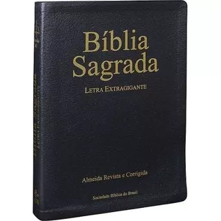 Bíblia Sagrada Letra Extragigante Com Índice Digital - Couro Bonded Preto: Almeida Revista E Corrigida (arc) Com Letras Vermelhas, De Sociedade Bíblica Do Brasil. Editora Sociedade Bíblica Do Brasil, 