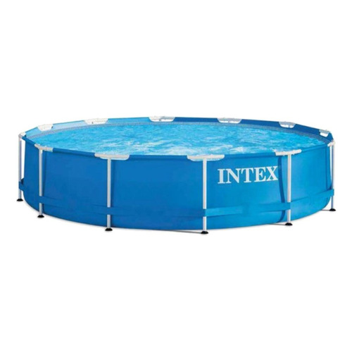 Alberca estructural redondo Intex 28212 con capacidad de 6503 litros de 3.66m de diámetro  azul diseño mosaico