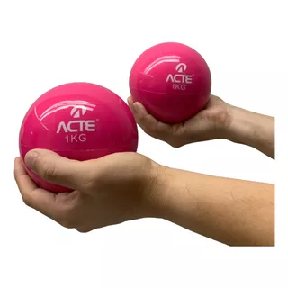 Kit 2 Tonning Balls De Peso 1kg 12cm Pilates T55 Acte Rosa