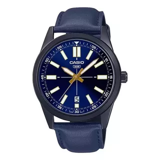 Relógio Casio Mtp-vd02bl-2eudf Azul, Calendário Anaógico