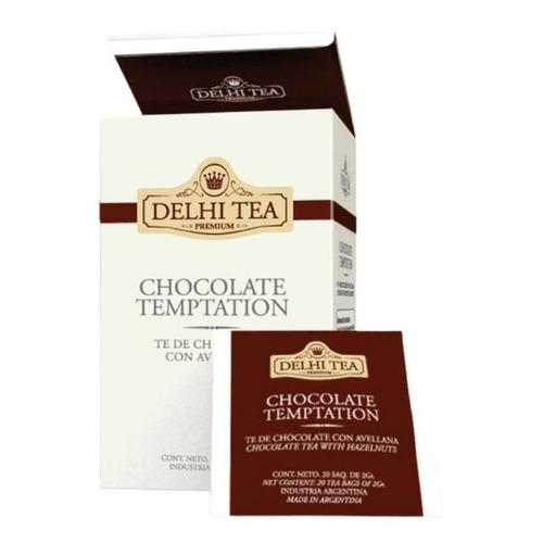 Te Delhi Tea Premium de chocolate con avellana por 20 saquitos de 2g