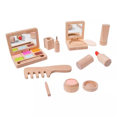 Kit de maquiagem de madeira para crianças, Pretend Playing Box