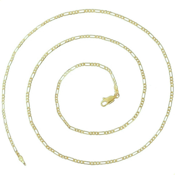 Cadena De Oro 14k Laminado Hombre Mujer Unisex Figaro 2.5mm