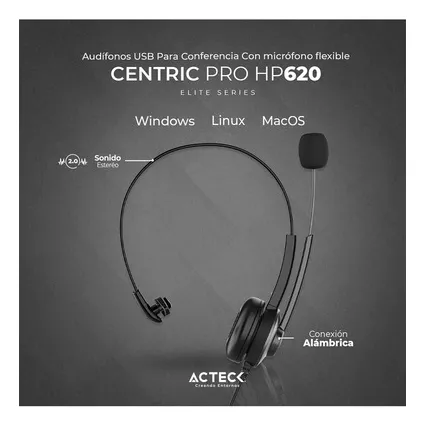 Audifono Diadema para Call Center ACTECK CENTRIC PRO HP620 Alambrico U –  GRUPO DECME