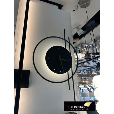 Aplique Pared Led Gard Negro Con Reloj Deco Moderno Cie