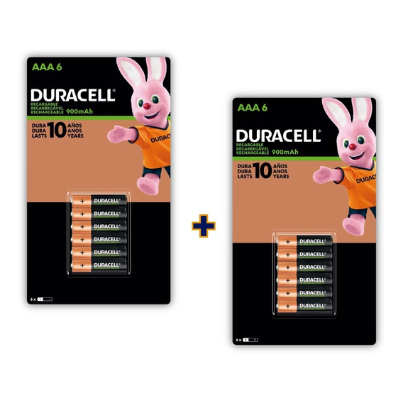 Pila Aaa Recargable Duracell Pack 12 Baterías 900 Mah 1.2v