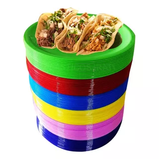 30 Platos Rigidos Taqueros Grande Lavables Reutilizables 