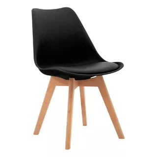 Silla De Comedor Lumax Eames Acolchonada, Estructura Color Negro, 1 Unidad