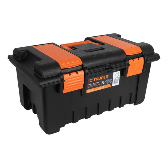 Caja De Herramientas 22'' 56cm Con Compartimentos Truper Color Negro-naranja