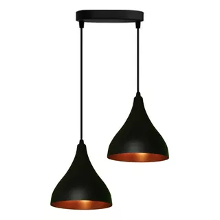 Pendente Gotinha Duplo Preto C/cobre  Lustre Luminária Gota