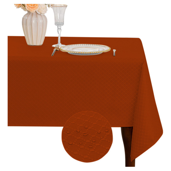 Mantel Impermeable Rectangular Protector P/mesa De 150x264cm Color Naranja