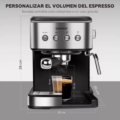 Cafetera Espresso Capuchino Sangkee CAF-021-1606 color Negro Cápsulas