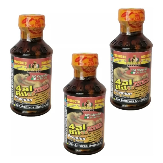 Potenciador 4 Al Hilo 100 C/u  Natural 500mg -pack 3