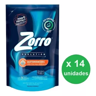 Caja Detergente Ropa Liquido Zorro Evo 800ml X14u- Dh Tienda