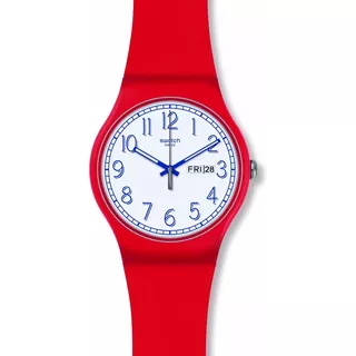 Reloj Swatch New Gent Red Me Up Suor707 Color De La Malla Rojo Color Del Bisel Rojo Color Del Fondo Blanco