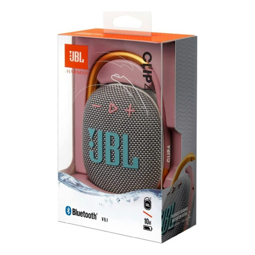 Parlante Inalambrico Jbl Clip4 By Harman Portatil Bluetooth Color Gris