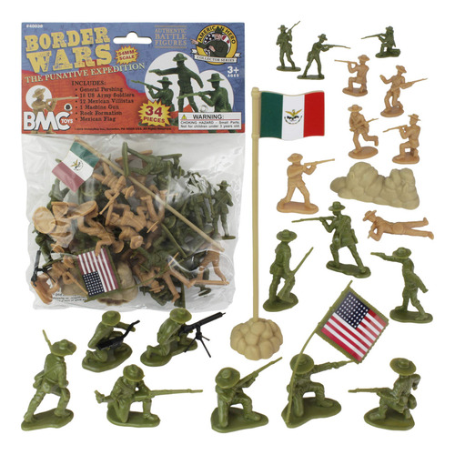 Bmc Border Wars Usvs. Mexican Villistas - Figuras De Soldad. Color Verde Od / Bronceado Medio