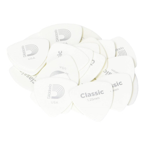 Daddario 2cwh7-25 Paquete 25 Púas Plumillas Guitarra 1.25 Mm Color Blanco